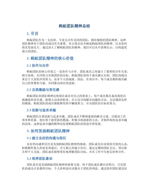 蚂蚁团队精神总结