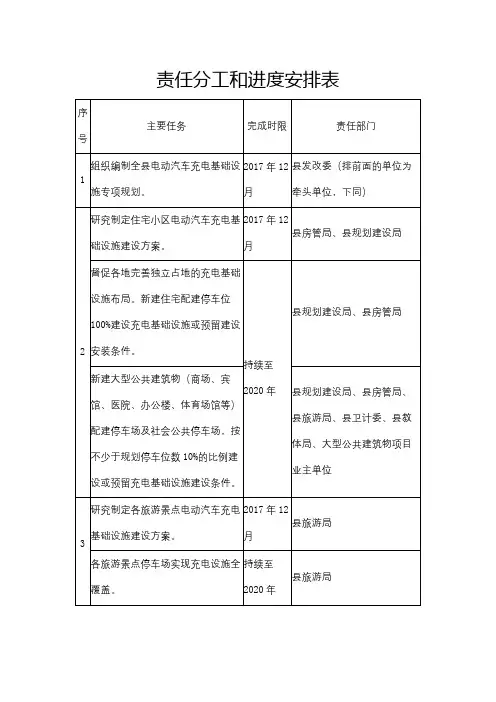 责任分工和进度安排表【模板】