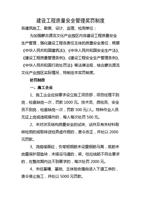 建设工程质量安全管理违规处罚规定