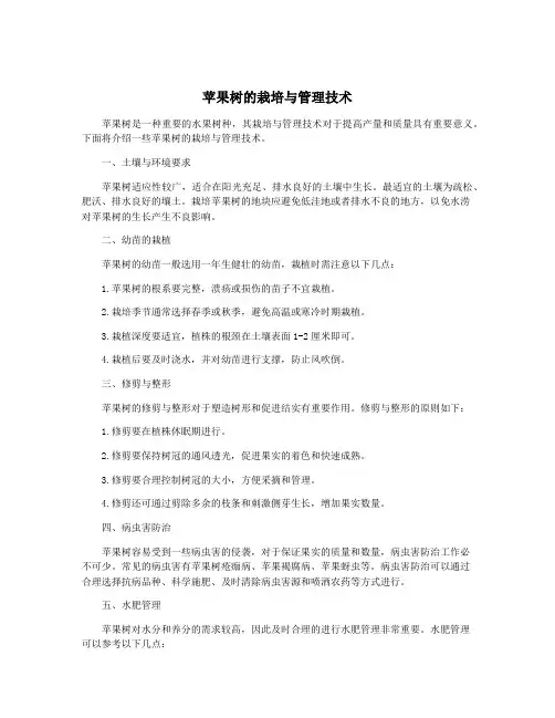 苹果树的栽培与管理技术