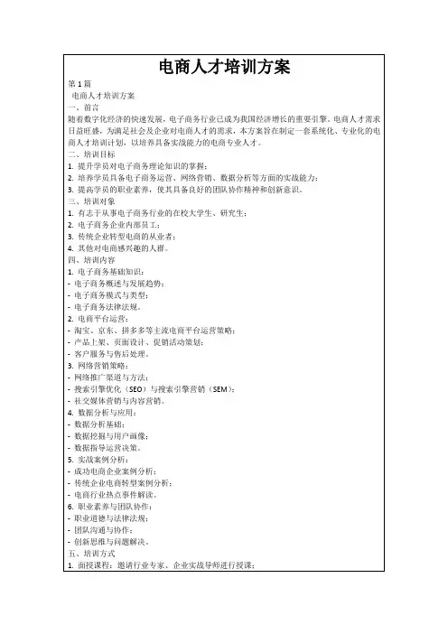 电商人才培训方案