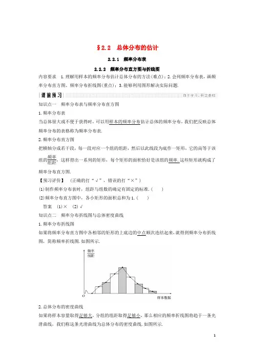 2018_2019学年高中数学第2章统计2.2频率分布直方图与折线图学案苏教版必修3