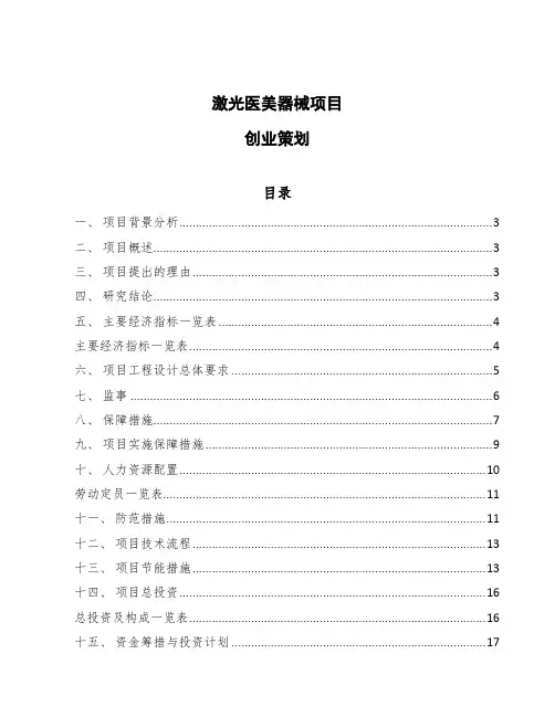 激光医美器械项目创业策划