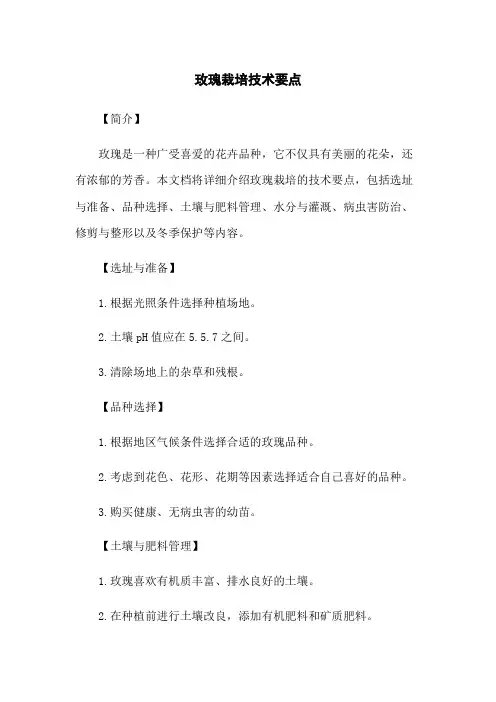 玫瑰栽培技术要点