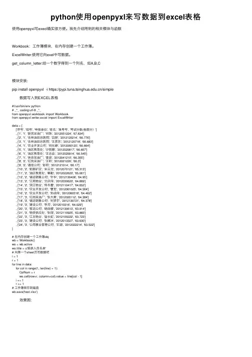 python使用openpyxl来写数据到excel表格