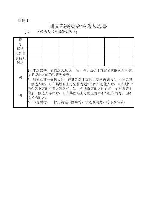 团支部委员选举选票及选举结果报告单 00002