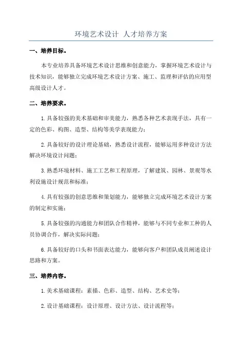 环境艺术设计 人才培养方案