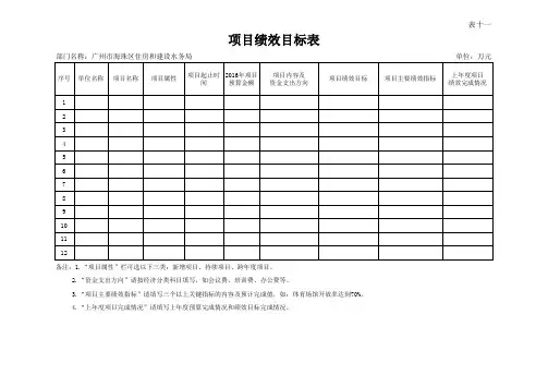 项目绩效目标表