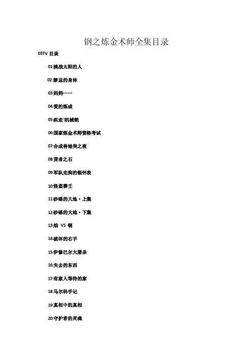 钢之炼金术师全集目录