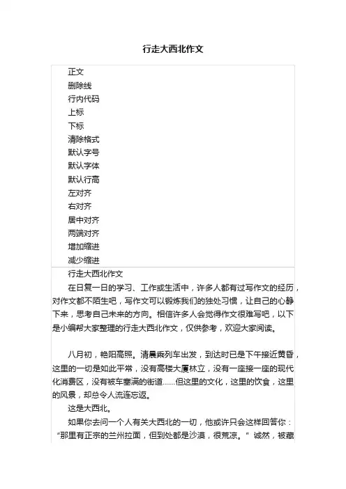 行走大西北作文