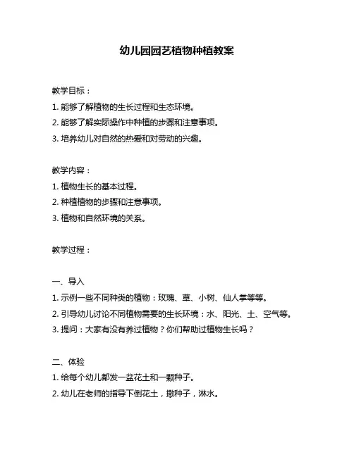 幼儿园园艺植物种植教案