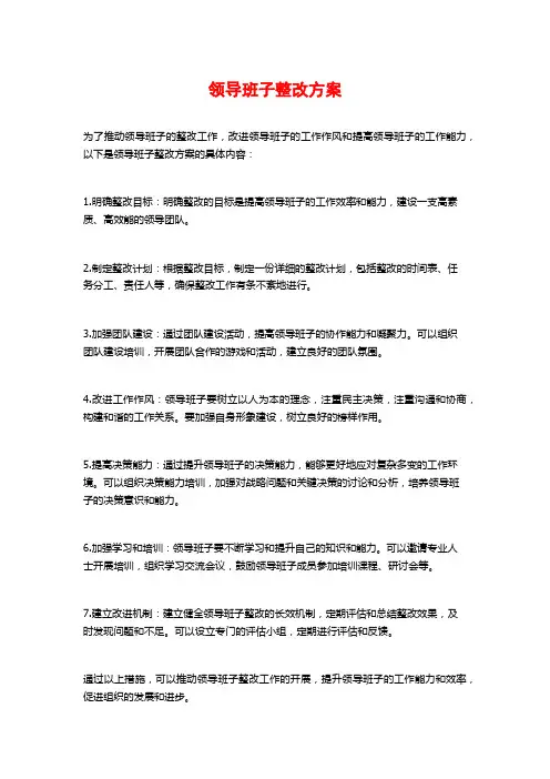 领导班子整改方案