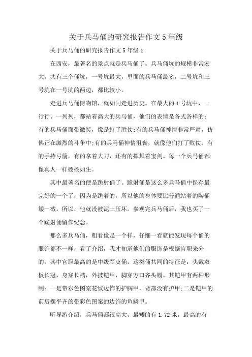 关于兵马俑的研究报告作文5年级