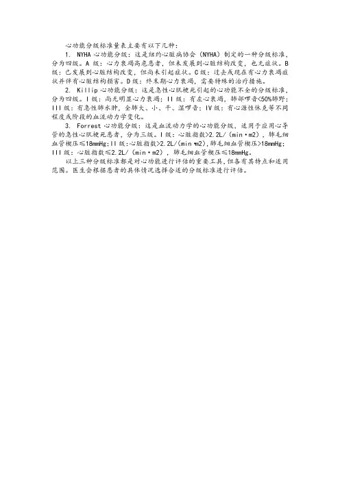 心功能分级标准量表
