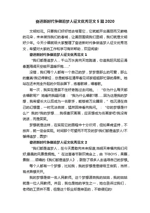奋进新时代争做追梦人征文优秀范文5篇2020