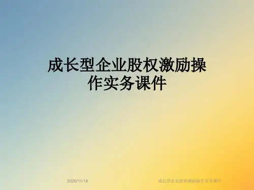 成长型企业股权激励操作实务课件