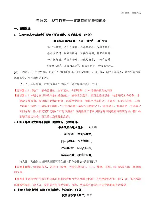 专题23 鉴赏诗歌的景物形象(解析版)