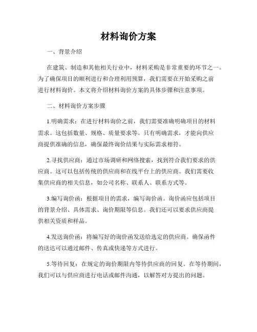 材料询价方案