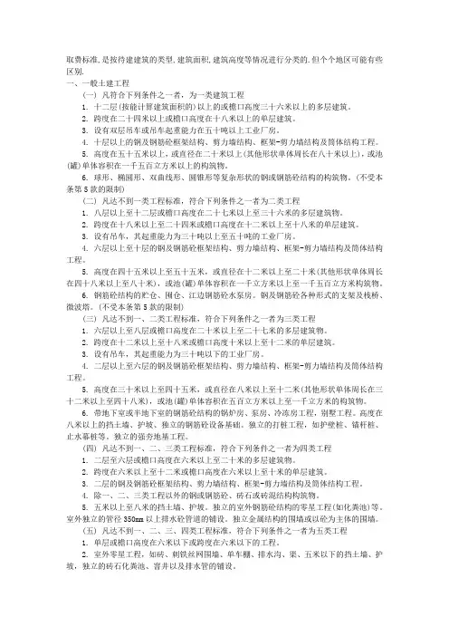 取费标准