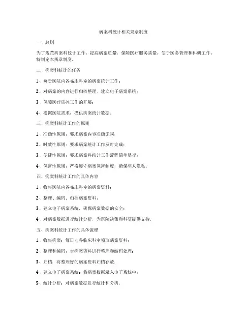 病案科统计相关规章制度