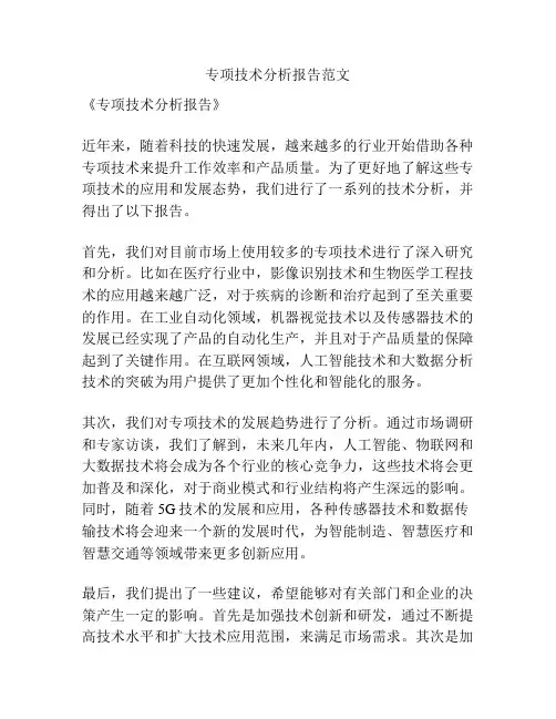 专项技术分析报告范文