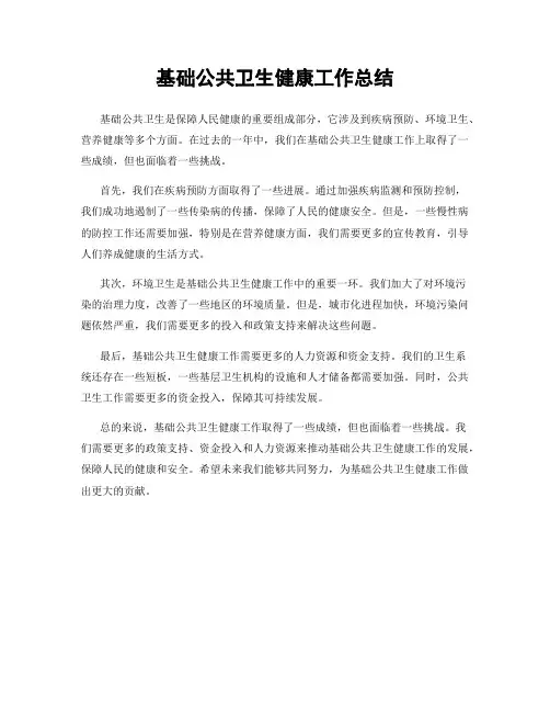 基础公共卫生健康工作总结