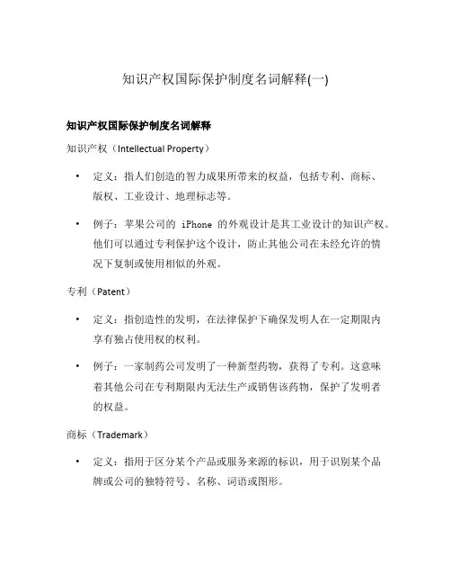 知识产权国际保护制度名词解释(一)