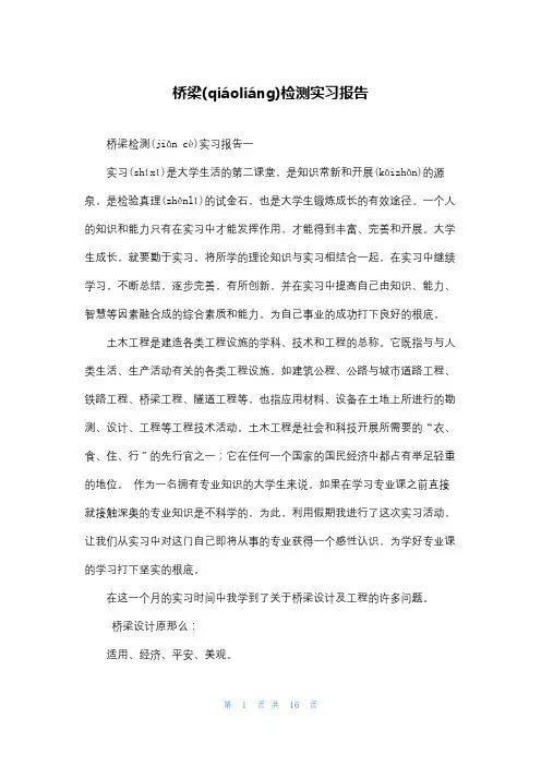 桥梁检测实习报告