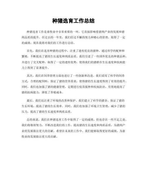 种猪选育工作总结
