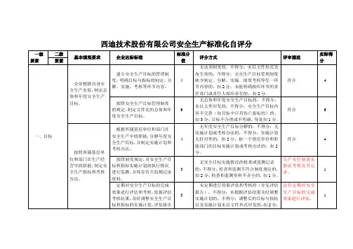 三级安全标准化自评分表
