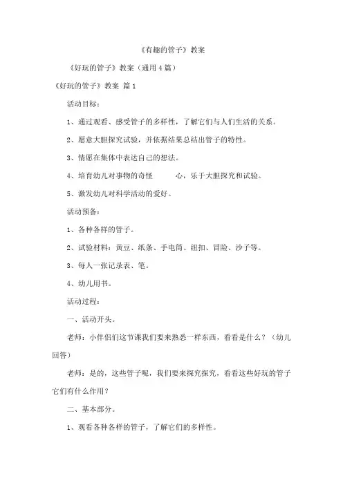 《有趣的管子》教案