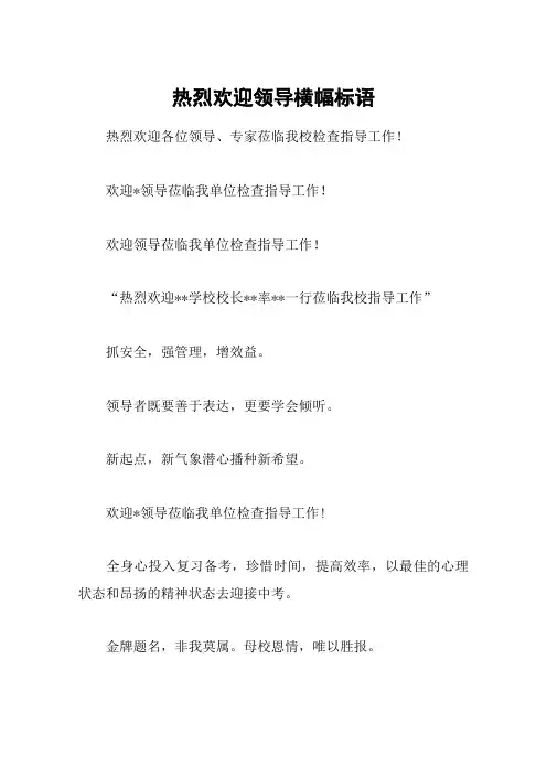 热烈欢迎领导横幅标语