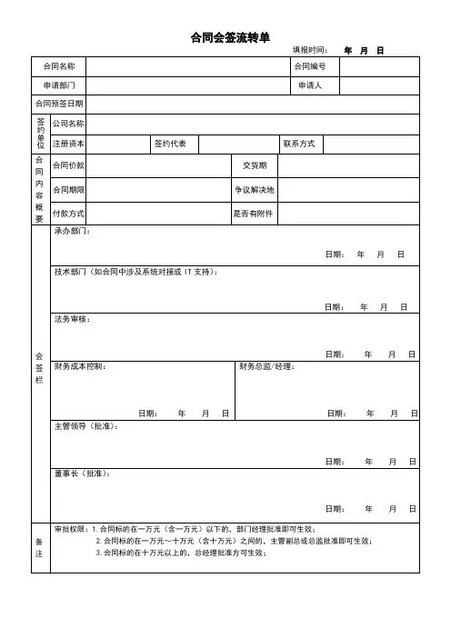 合同会签流转单