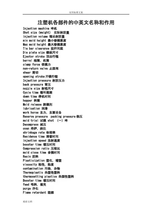 注塑机必备英语的