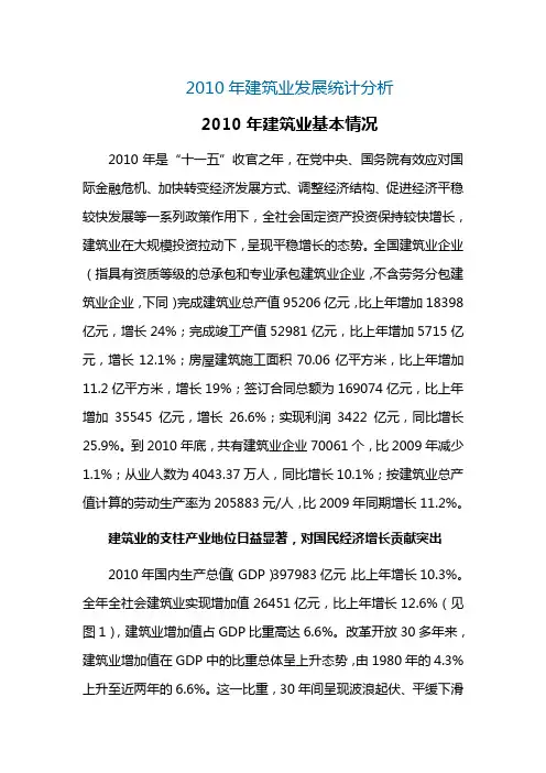 2010年建筑业发展统计分析