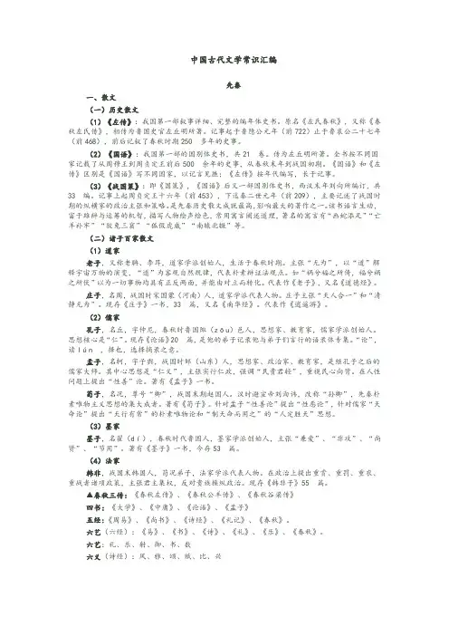 中国古代文学常识汇编