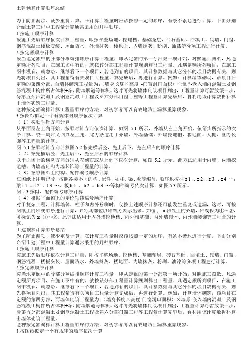 建筑安装造价计算顺序