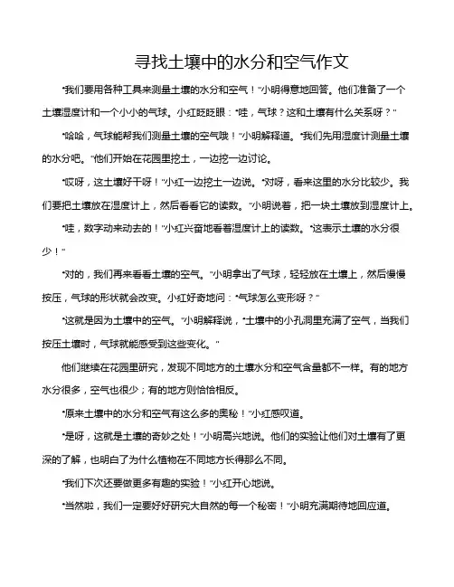 寻找土壤中的水分和空气作文