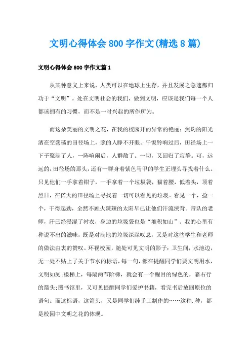 文明心得体会800字作文(精选8篇)