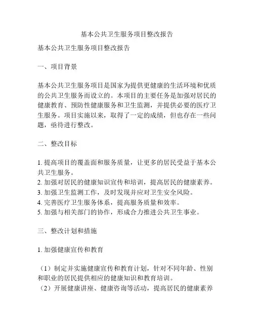 基本公共卫生服务项目整改报告