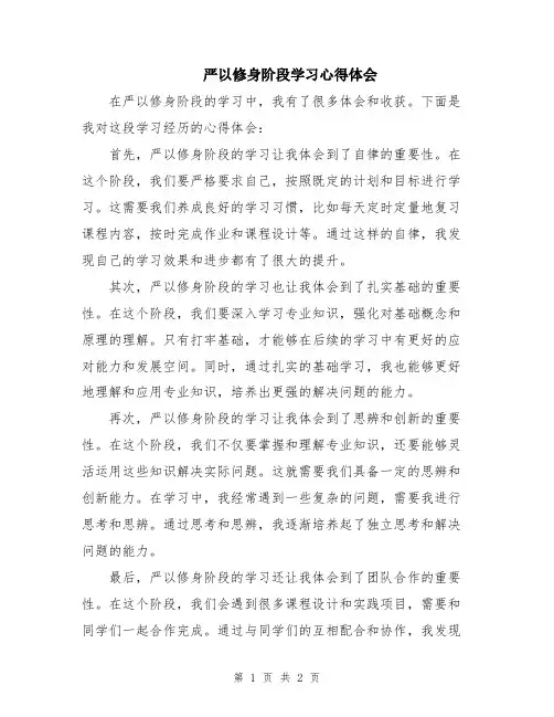 严以修身阶段学习心得体会