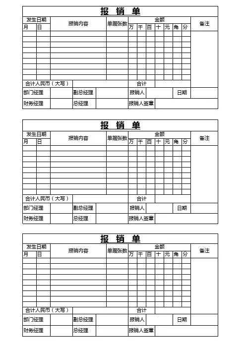 费用报销单Excel模板