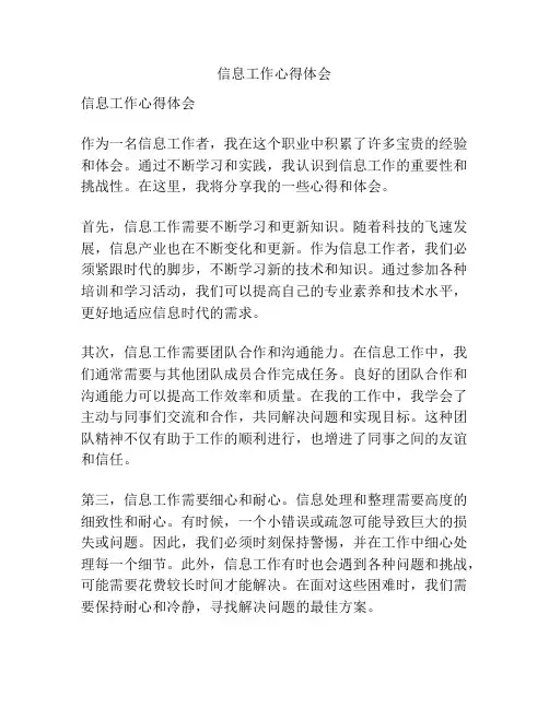 信息工作心得体会
