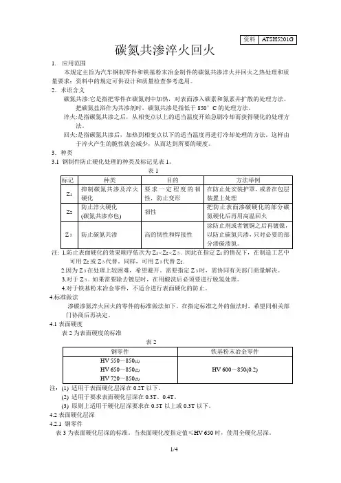 碳氮共渗淬火回火