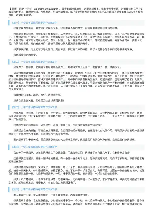 小学三年级描写绿萝的作文300字