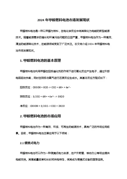 2024年甲醇燃料电池市场发展现状