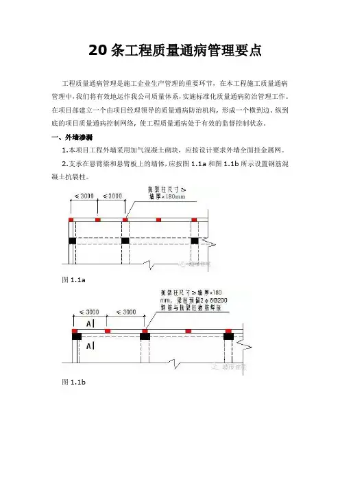 20条工程质量通病管理要点