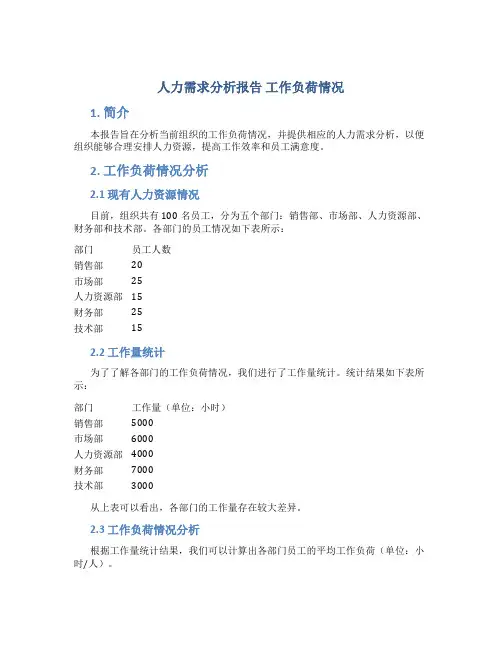 人力需求分析报告 工作负荷情况