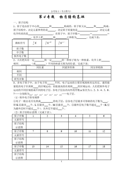 第4专题  物质结构基础
