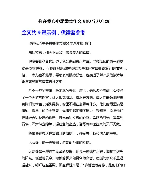 你在我心中是最美作文800字八年级